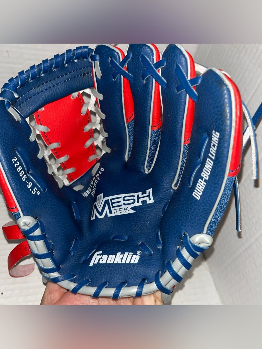 Franklin Mesh Tek 9.5" Red White Blue Youth Tee Ball Baseball Glove.